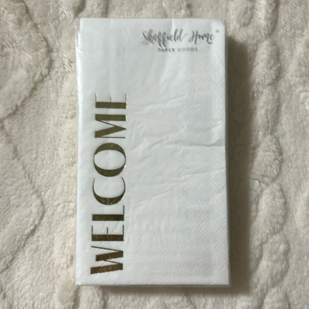 Sheffield Home WELCOME White Gold Guest Paper Towel Napkins 32 Count